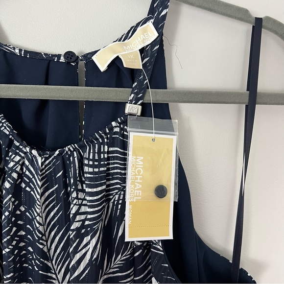 NWT Michael Kors Palm Print Halter Neck Dress - Picture 4 of 13
